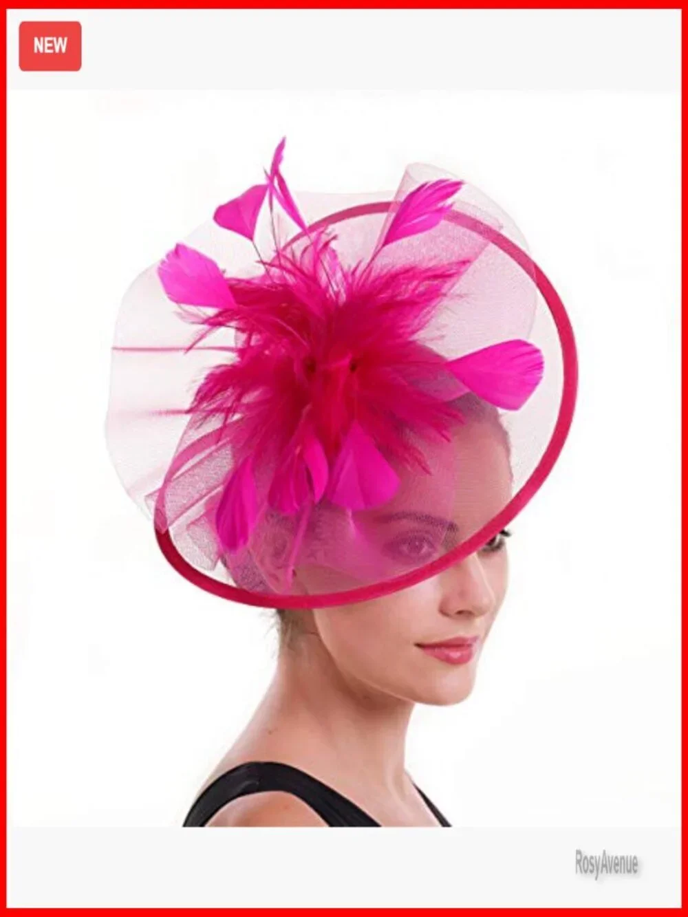 Feather Fascinator Hat with Veil and Flower Clip for Tea Party Derby